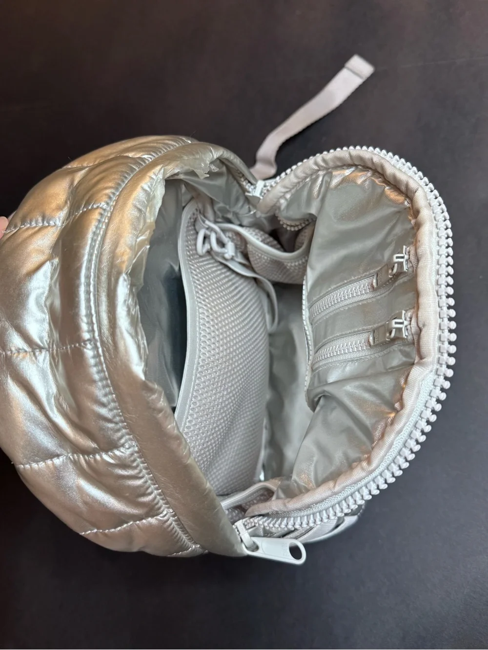Dagne Dover Silver Quilted Mini Backpack Metallic Lightweight Travel Bag